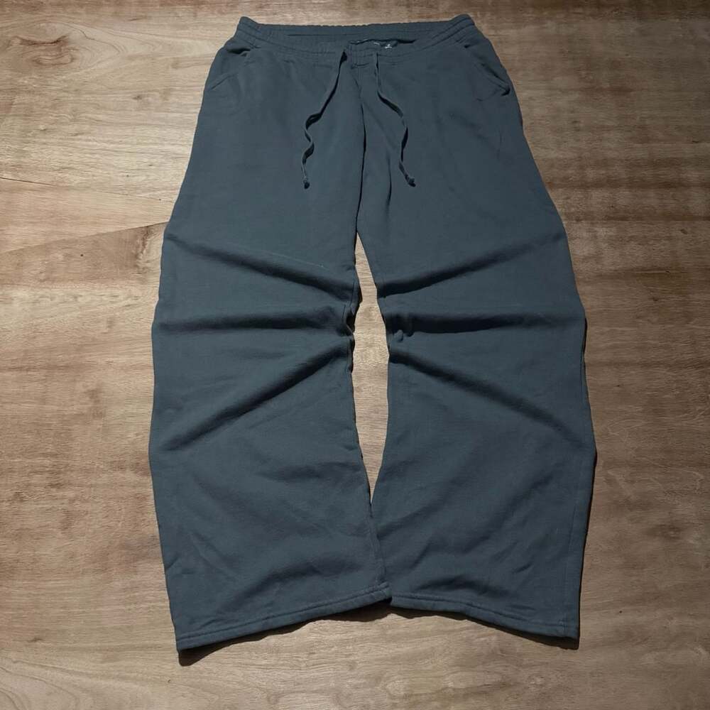 Hollister Women’s Medium Dark Teal Green Wide Leg Sweatpants Relaxed Open Hem